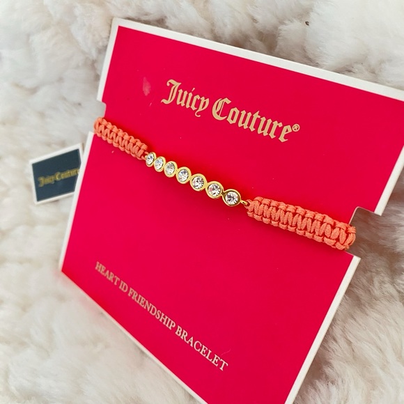 Juicy Couture Orange Rope Gold Tone Crystal Friendship Adjustable Bracelet NWT - Picture 5 of 9